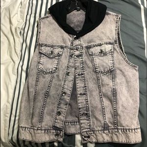 Men’s Large Sleeveless Jean Hooded Jacket
